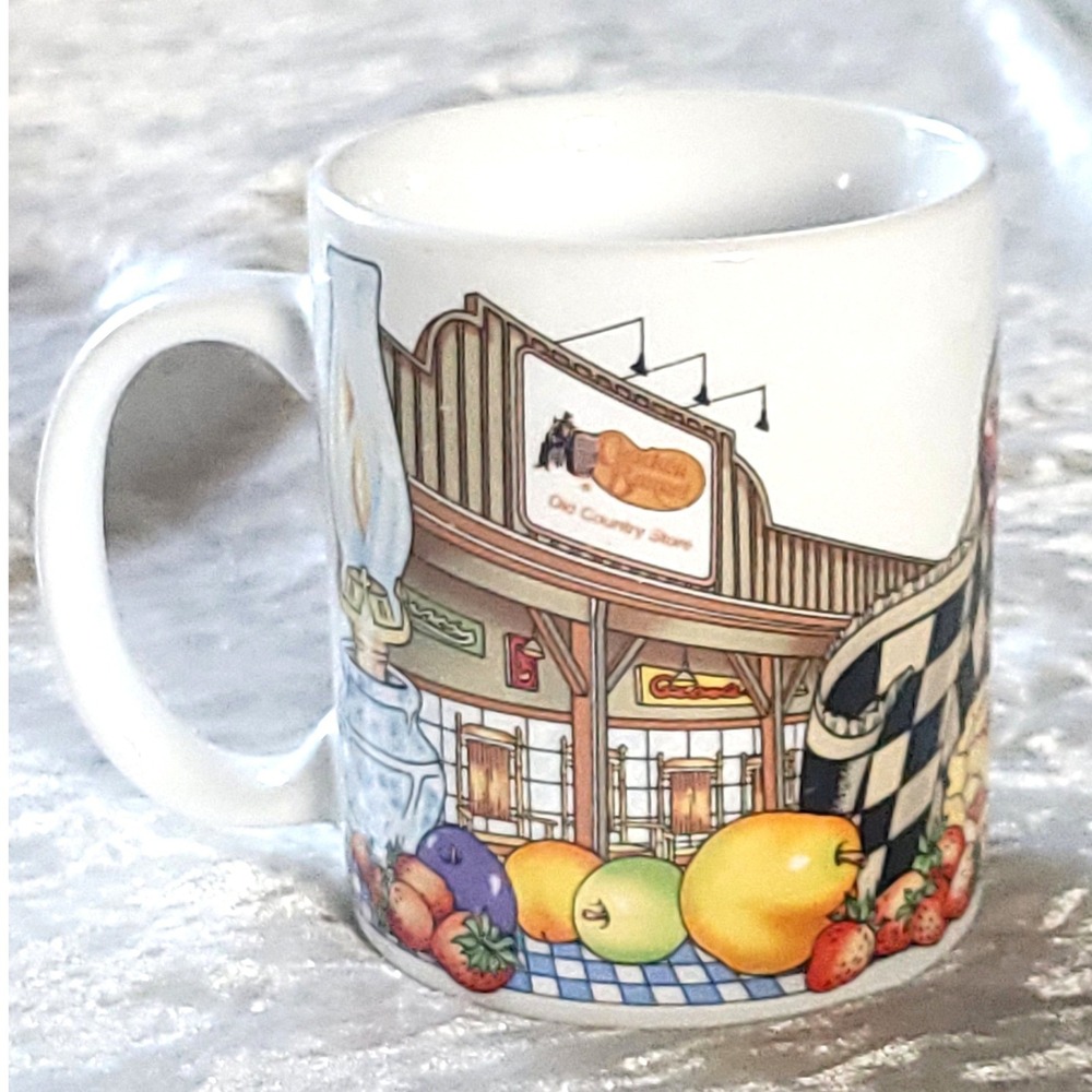 Vtg 90s Cracker Barrel Store Front Classic Coffee Mug Americana Graphic